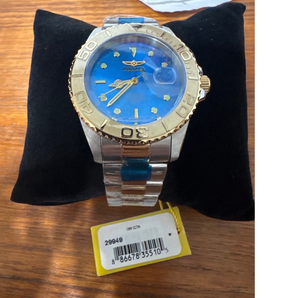 Invicta 29949 Pro Diver Blue Dial Two Tone Gold Stainless Steel Watch NWT